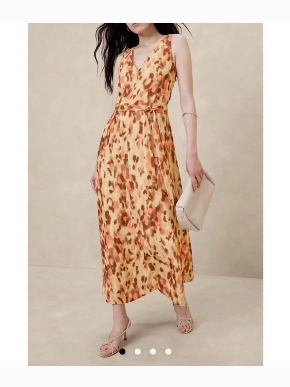 Banana Republic pink and brown leopard 🐆 -Print V-Neck Maxi Dress